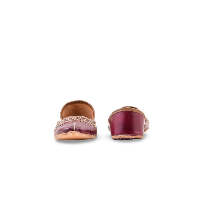 Maroon Leather Khussa For Women EC8876