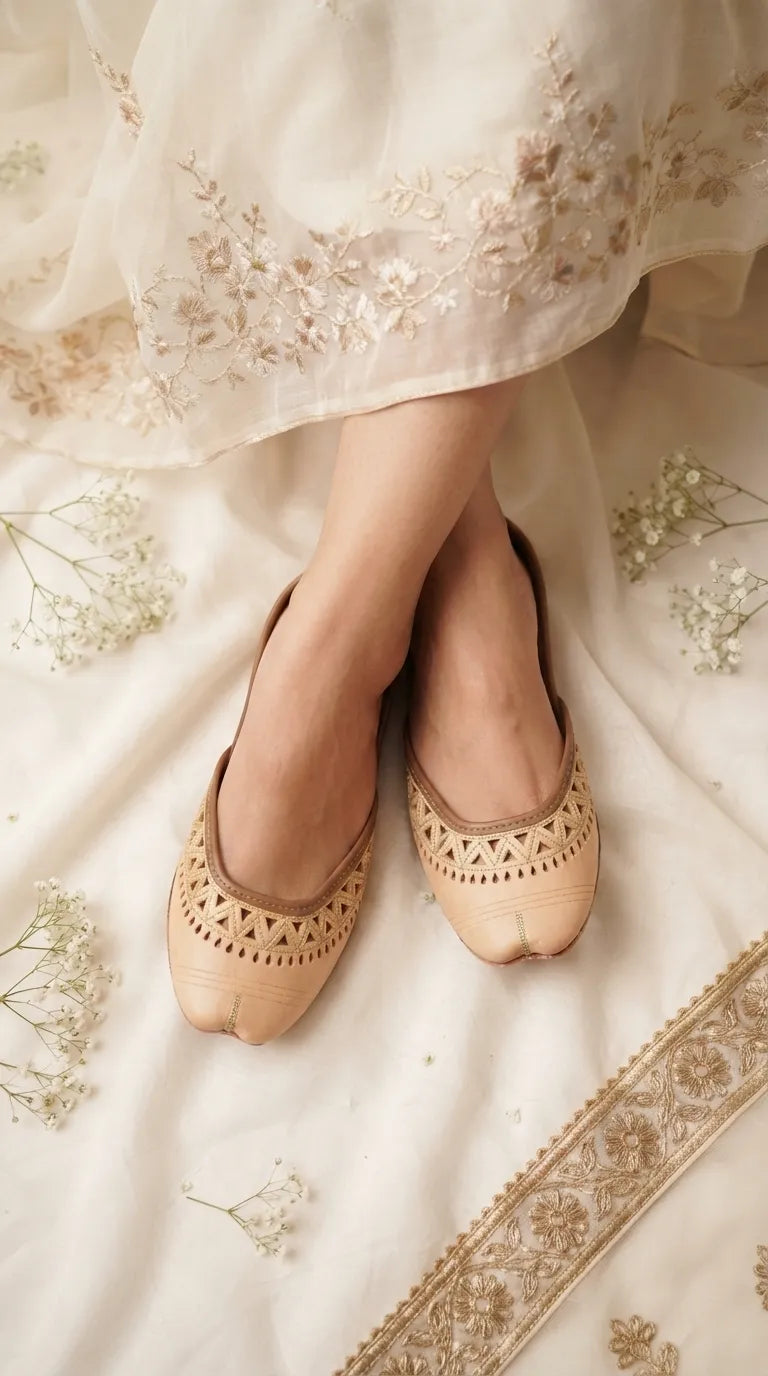 Fawn Leather Khussa For Women EC8876