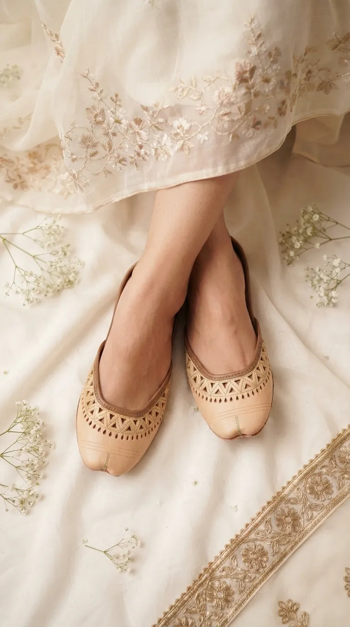 Fawn Leather Khussa For Women EC8876