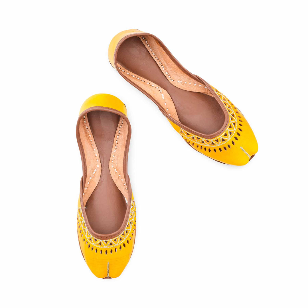 Yellow Leather Khussa For Women EC8876