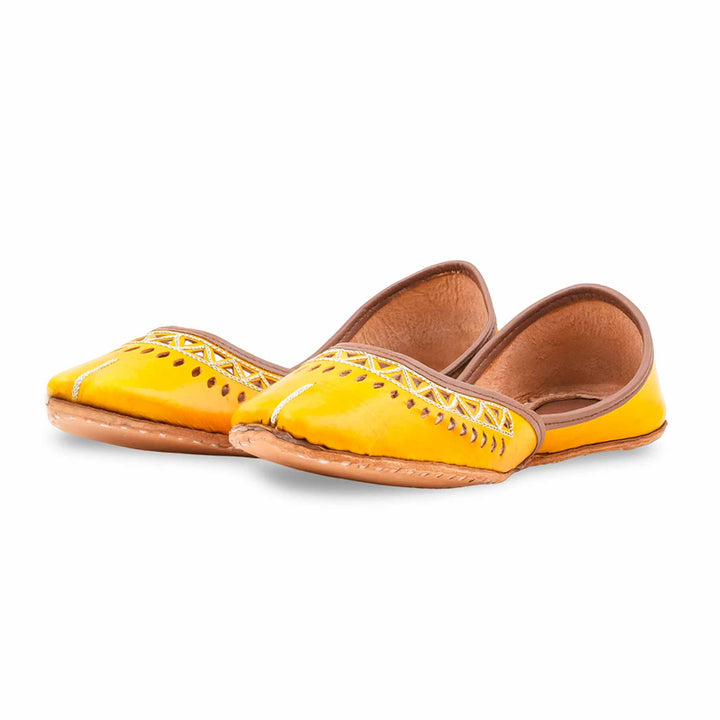 Yellow Leather Khussa For Women EC8876