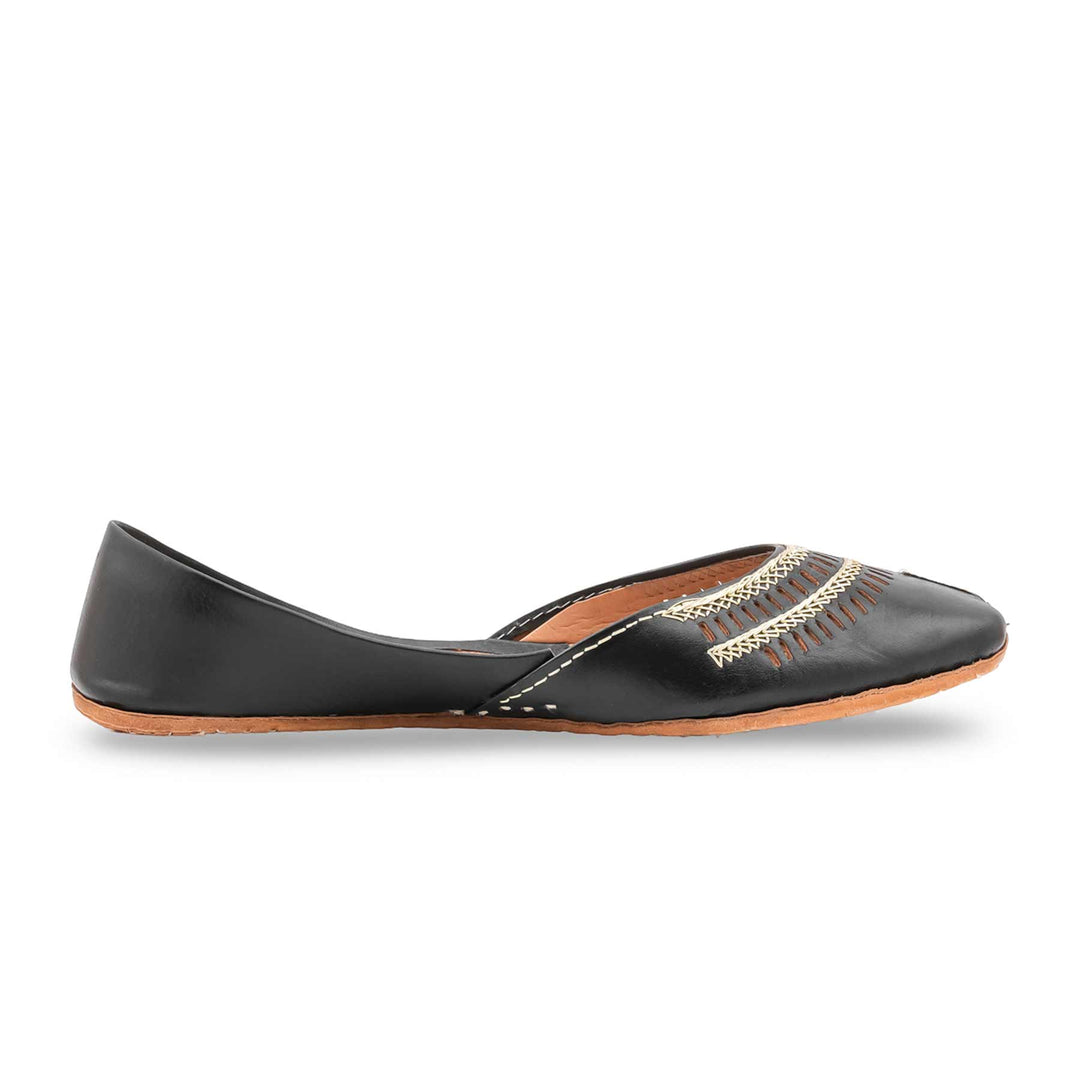 Black Leather Khussa For Women EC8877
