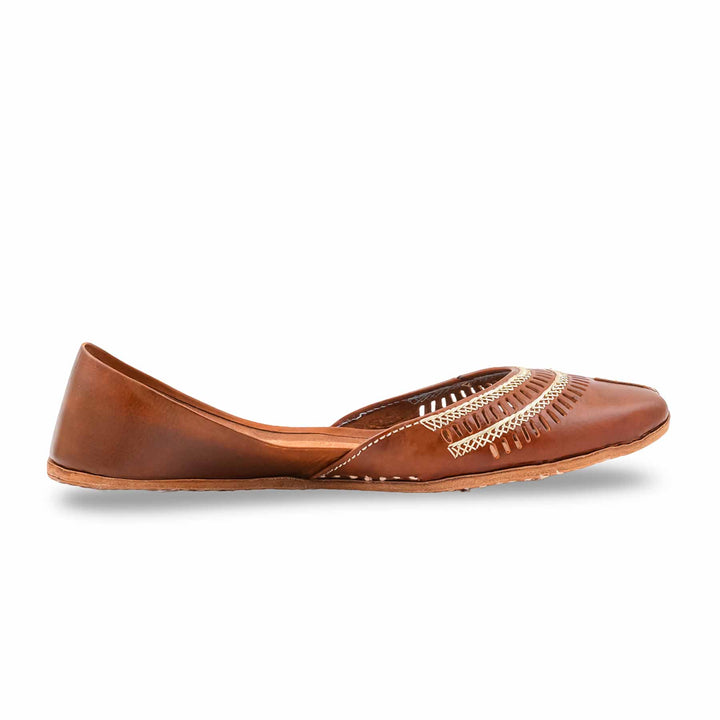 Brown Leather Khussa For Women EC8877