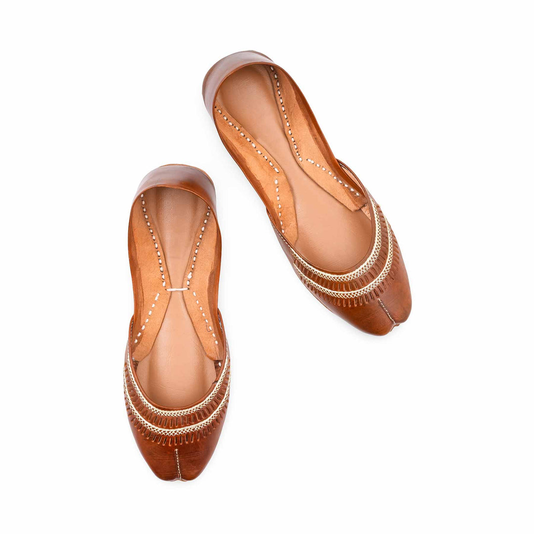 Brown Leather Khussa For Women EC8877
