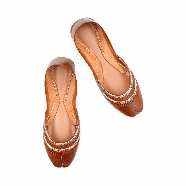 Brown Leather Khussa For Women EC8877