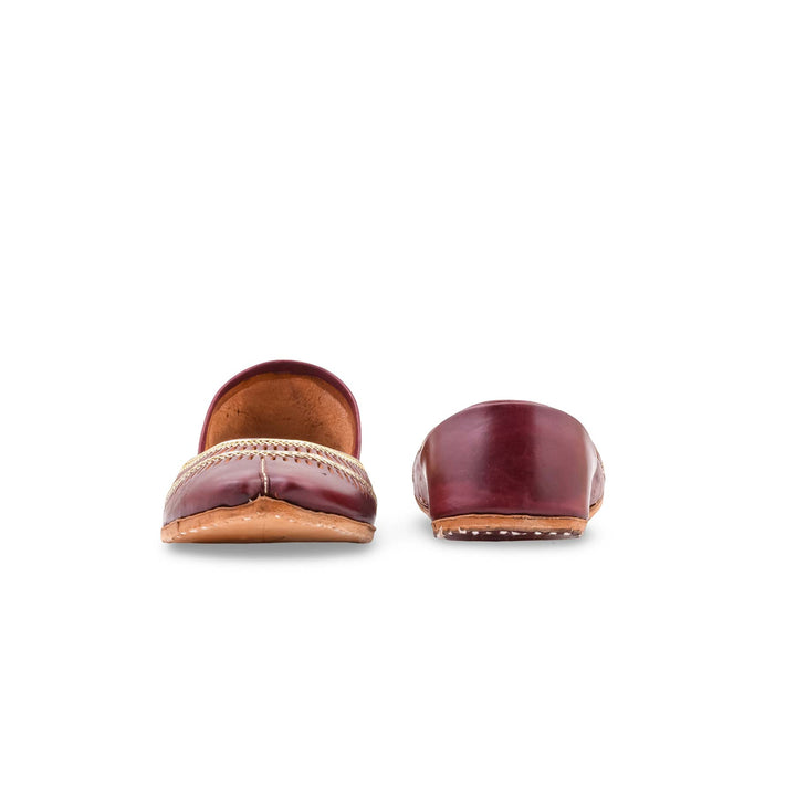 Maroon Leather Khussa For Women EC8877