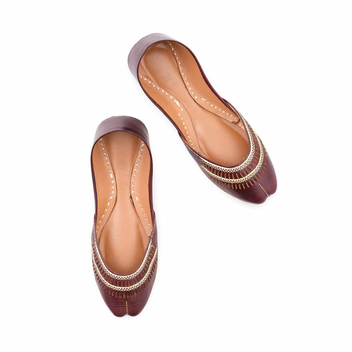 Coffee Leather Khussa For Women EC8877