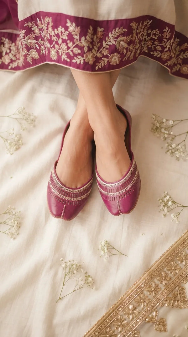 Pink Leather Khussa For Women EC8877