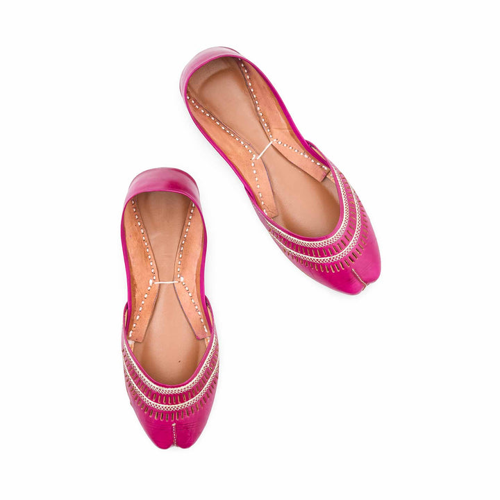 Pink Leather Khussa For Women EC8877