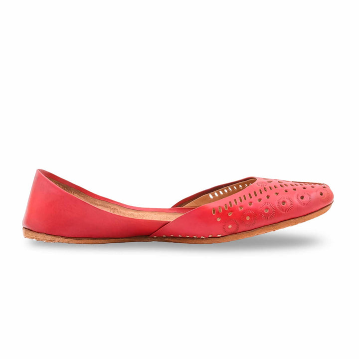 Red Leather Khussa For Women EC8878