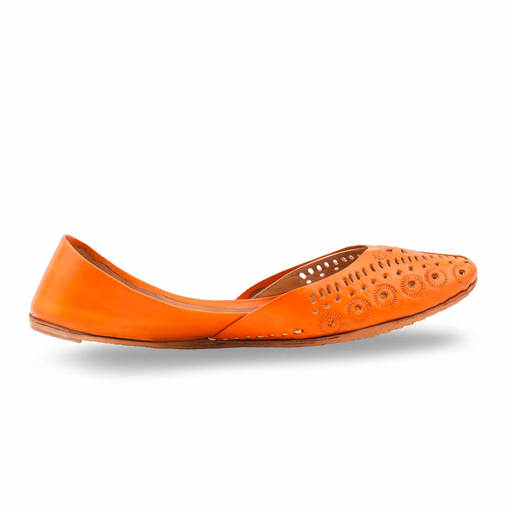 Orange Leather Khussa For Women EC8878