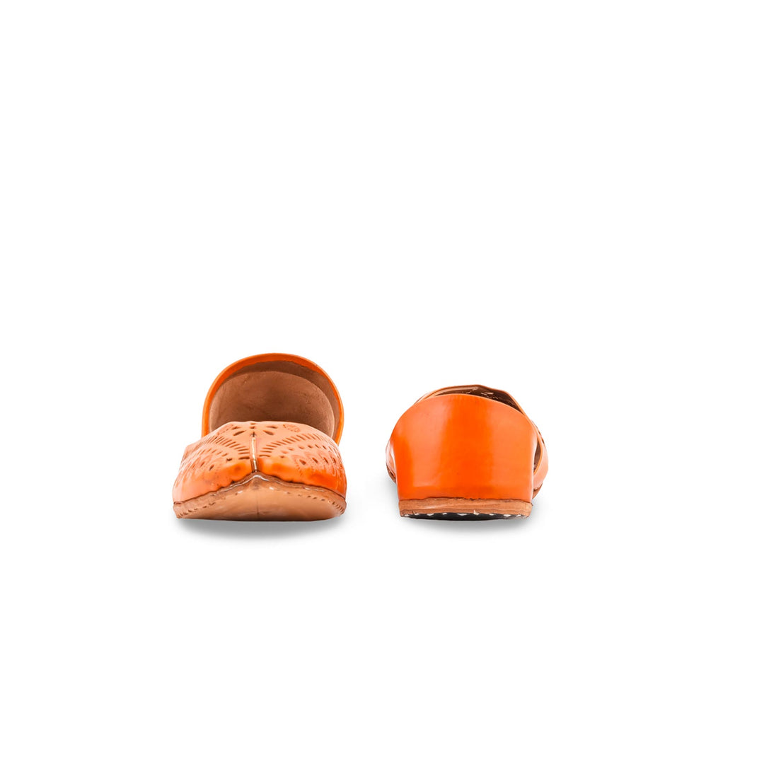 Orange Leather Khussa For Women EC8878