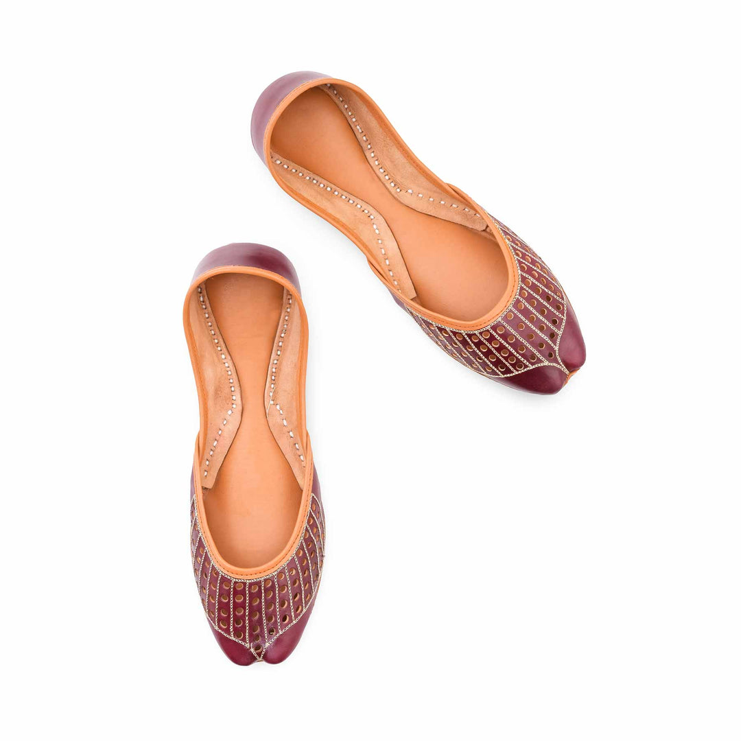 Brown Leather Khussa For Women EC8879
