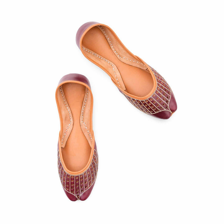 Brown Leather Khussa For Women EC8879