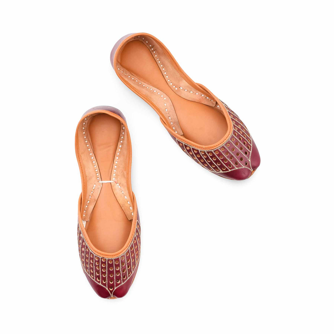 Maroon Leather Khussa For Women EC8879