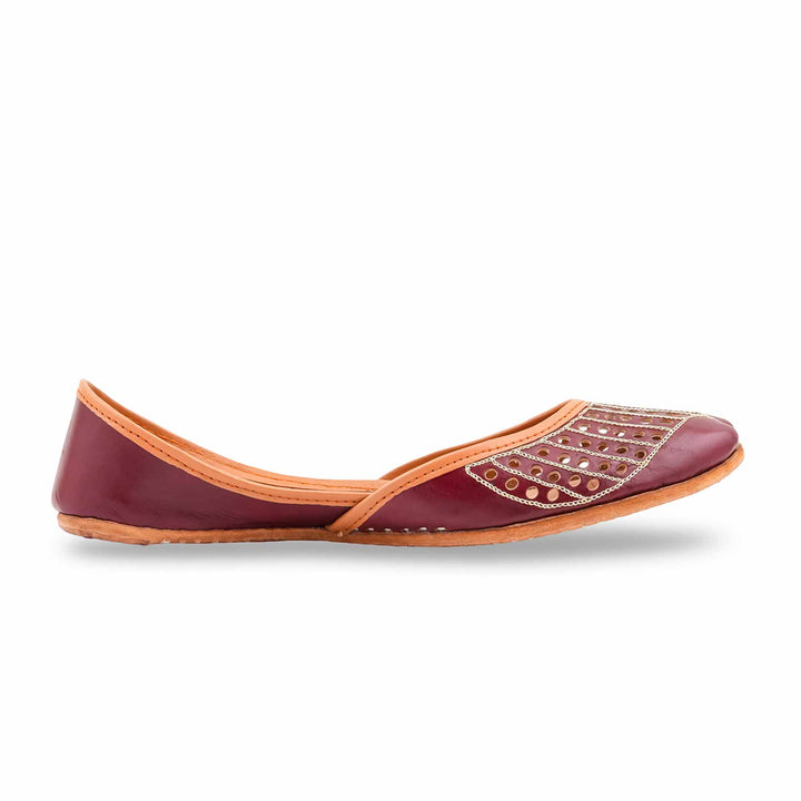 Maroon Leather Khussa For Women EC8879