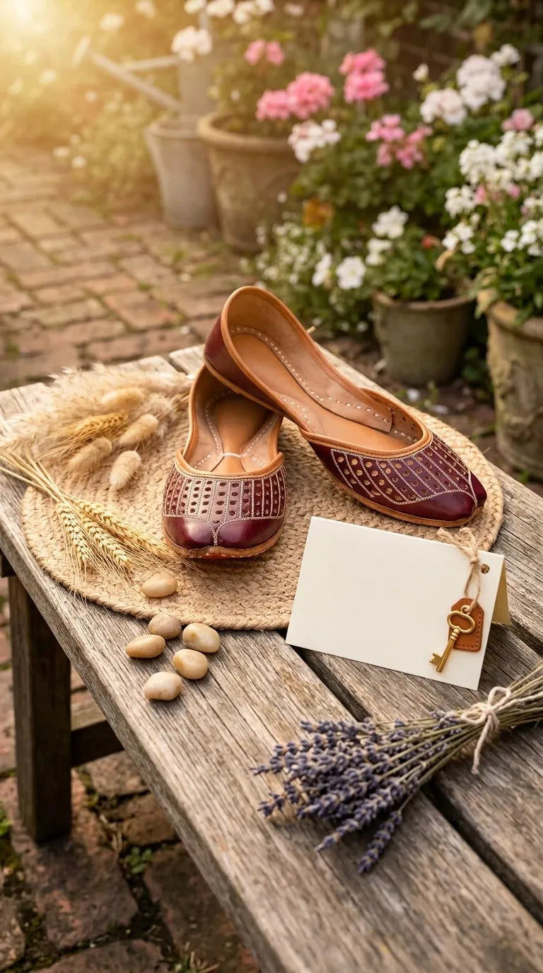Maroon Leather Khussa For Women EC8879