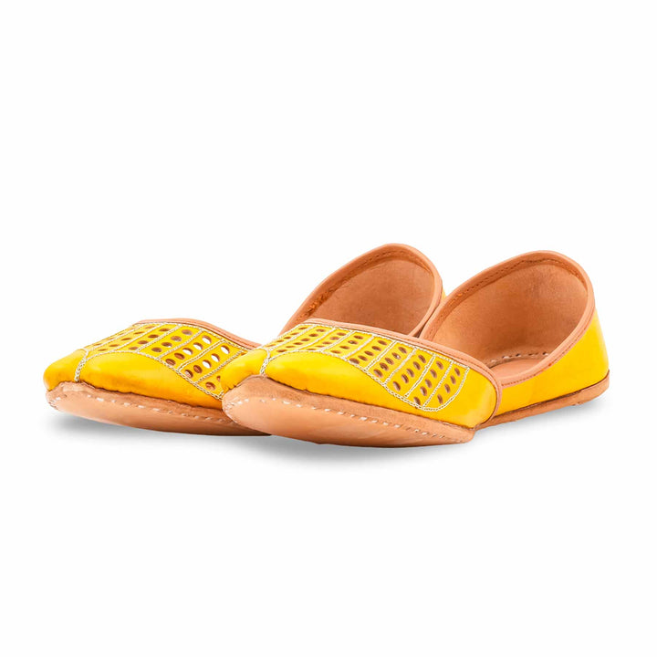 Yellow Leather Khussa For Women EC8879