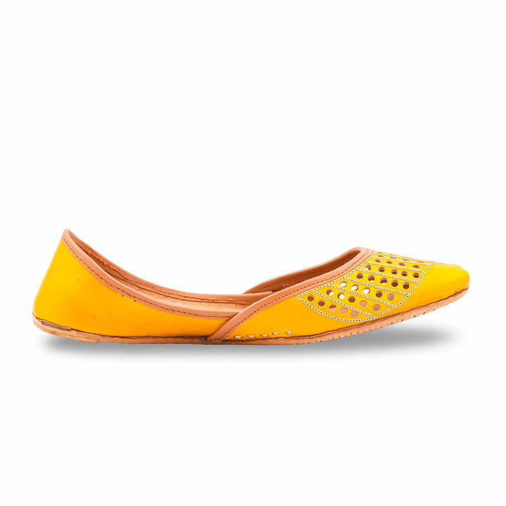 Yellow Leather Khussa For Women EC8879