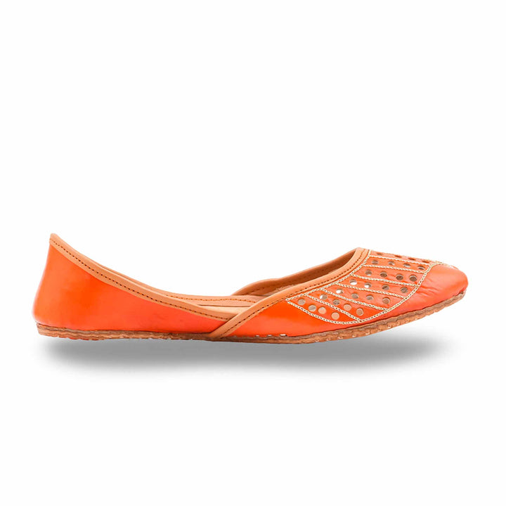 Orange Leather Khussa For Women EC8879
