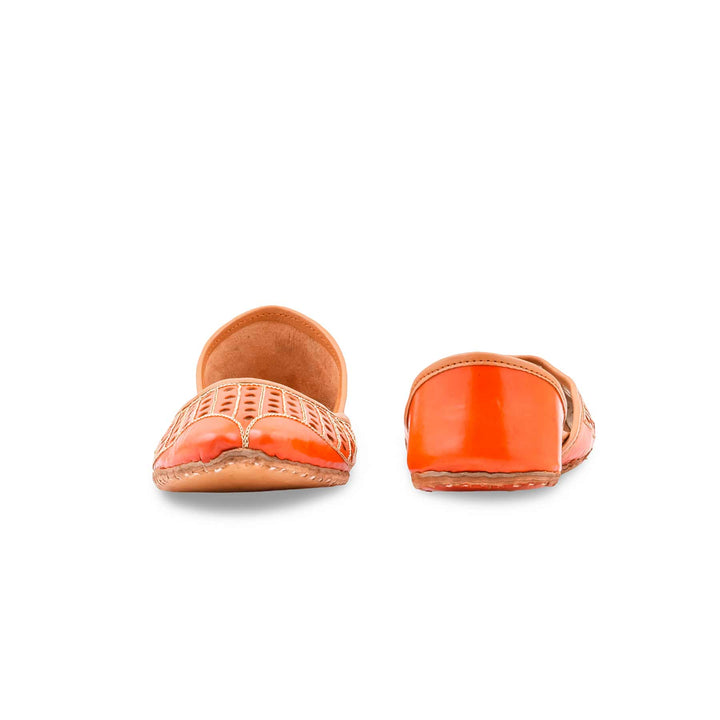 Orange Leather Khussa For Women EC8879