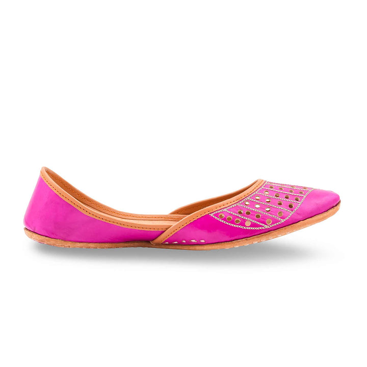 Pink Leather Khussa For Women EC8879