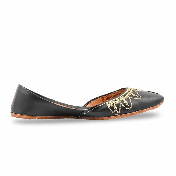 Black Leather Khussa For Women EC8880