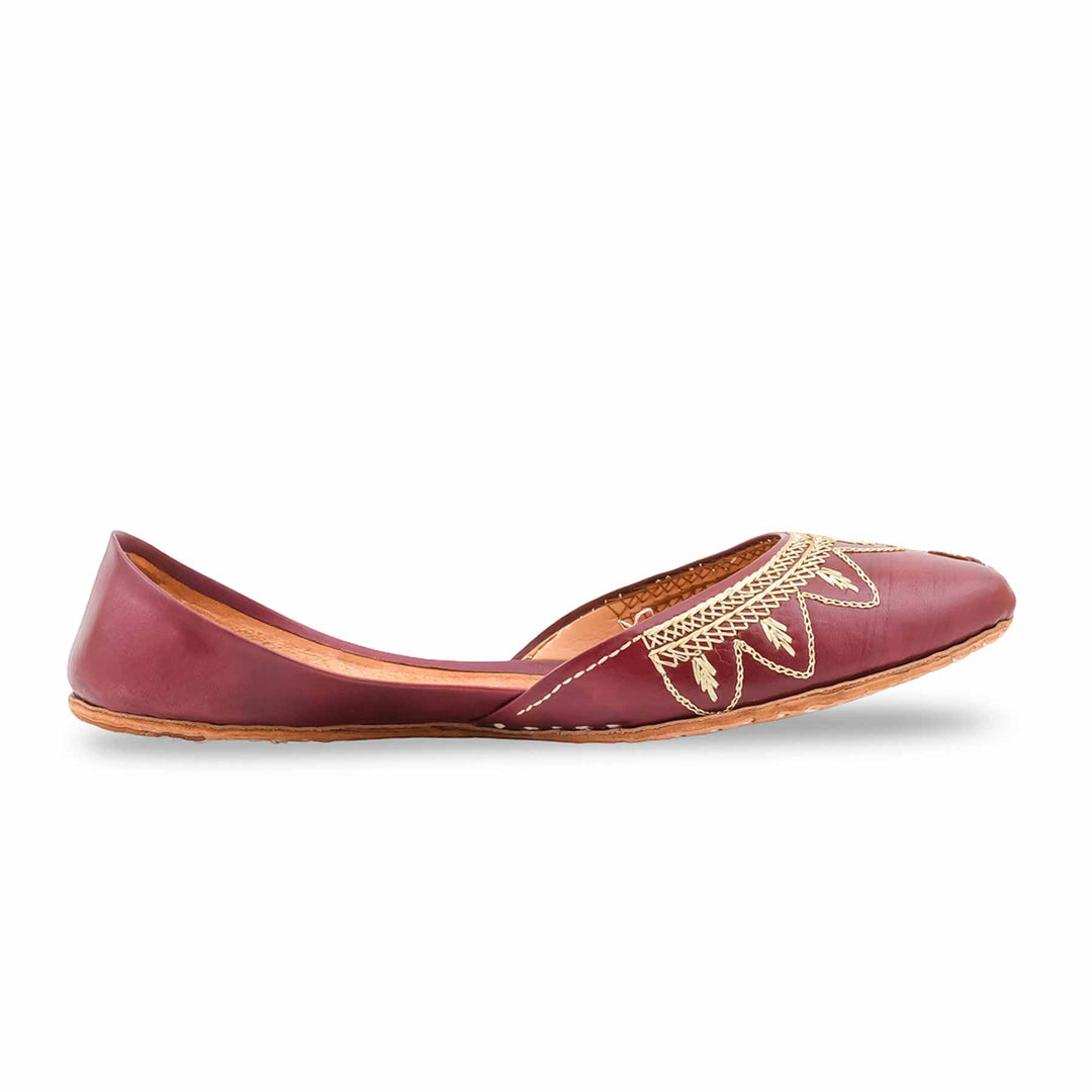 Maroon Leather Khussa For Women EC8880