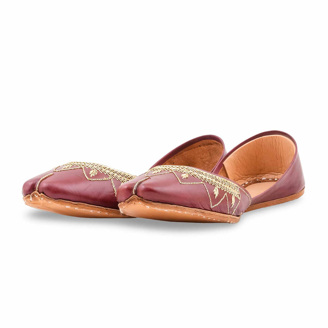 Maroon Leather Khussa For Women EC8880