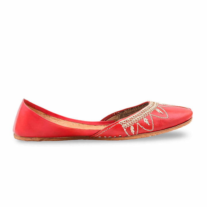 Red Leather Khussa For Women EC8880
