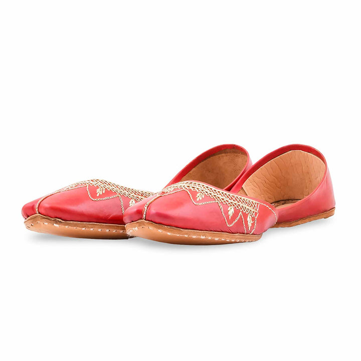 Red Leather Khussa For Women EC8880