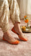 Orange Leather Khussa For Women EC8880
