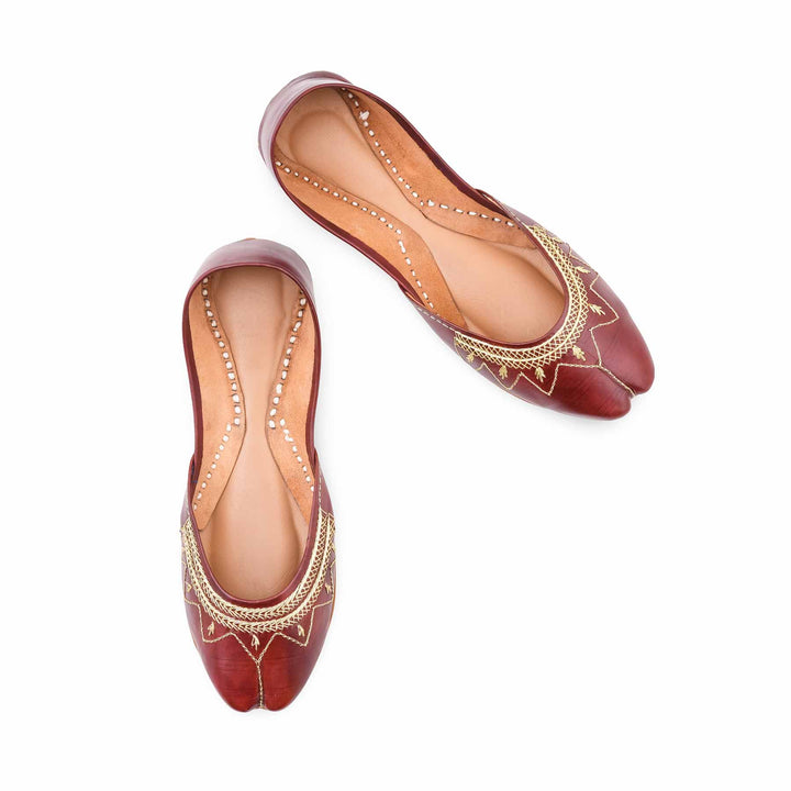 Coffee Leather Khussa For Women EC8880