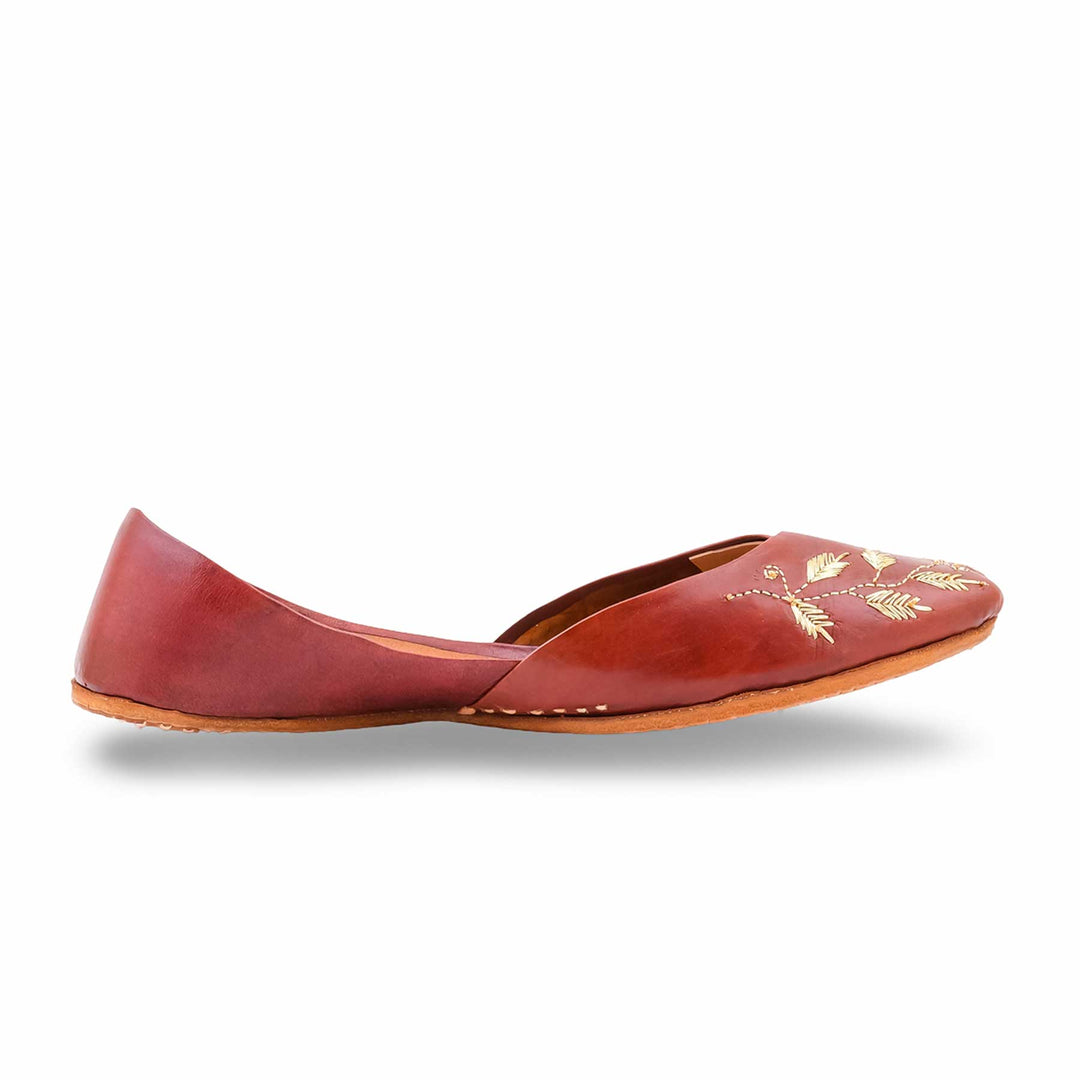 Maroon Leather Khussa For Women EC8881