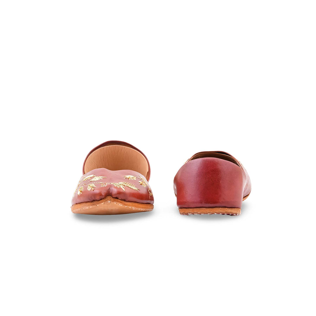 Maroon Leather Khussa For Women EC8881