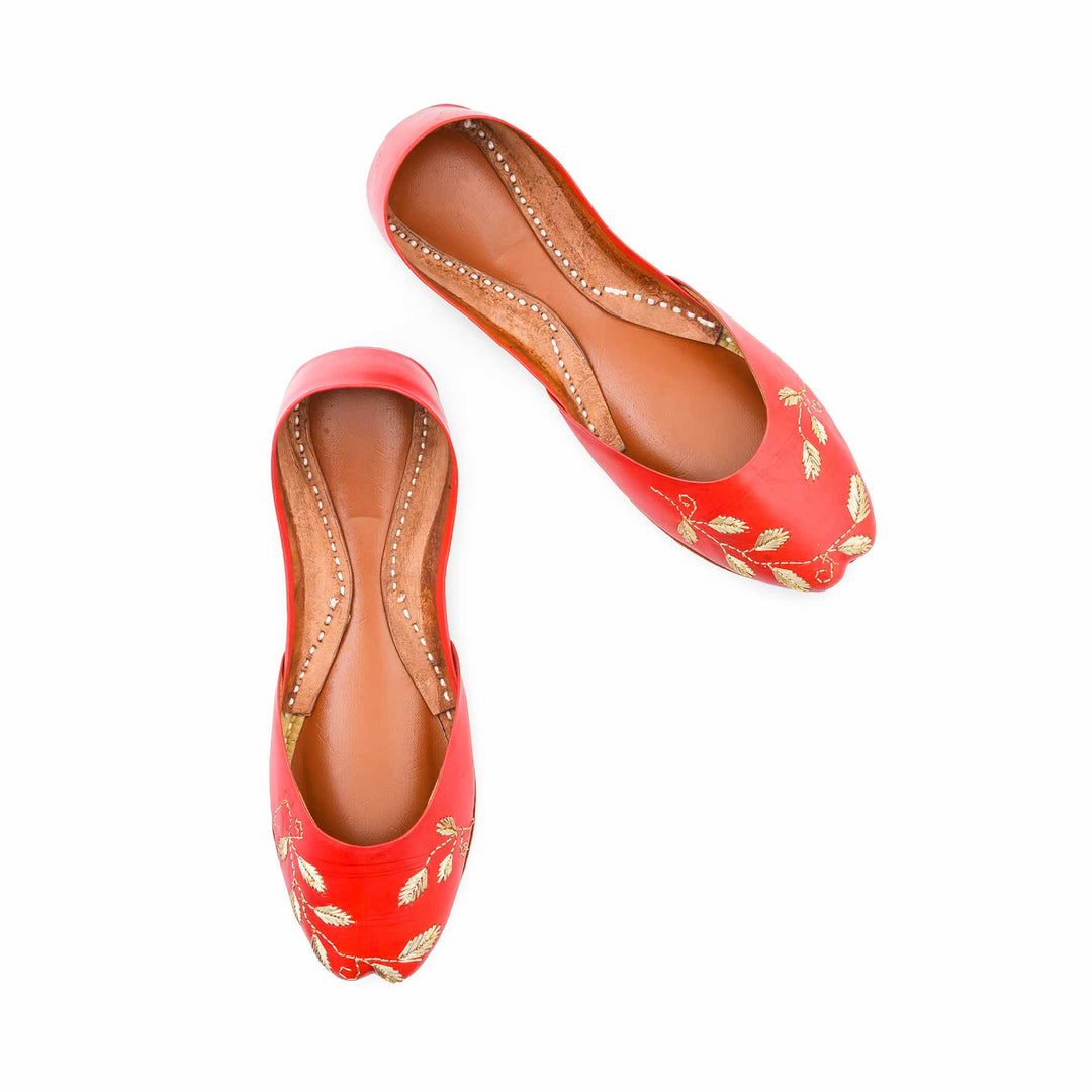 Red Leather Khussa For Women EC8881