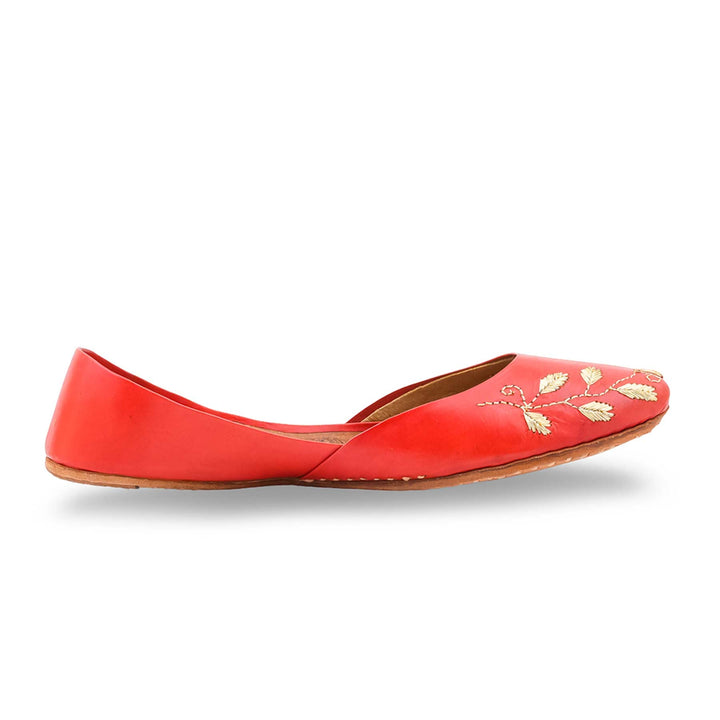 Red Leather Khussa For Women EC8881