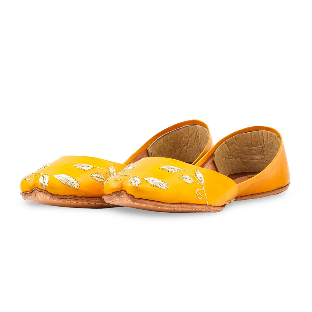 Yellow Leather Khussa For Women EC8881