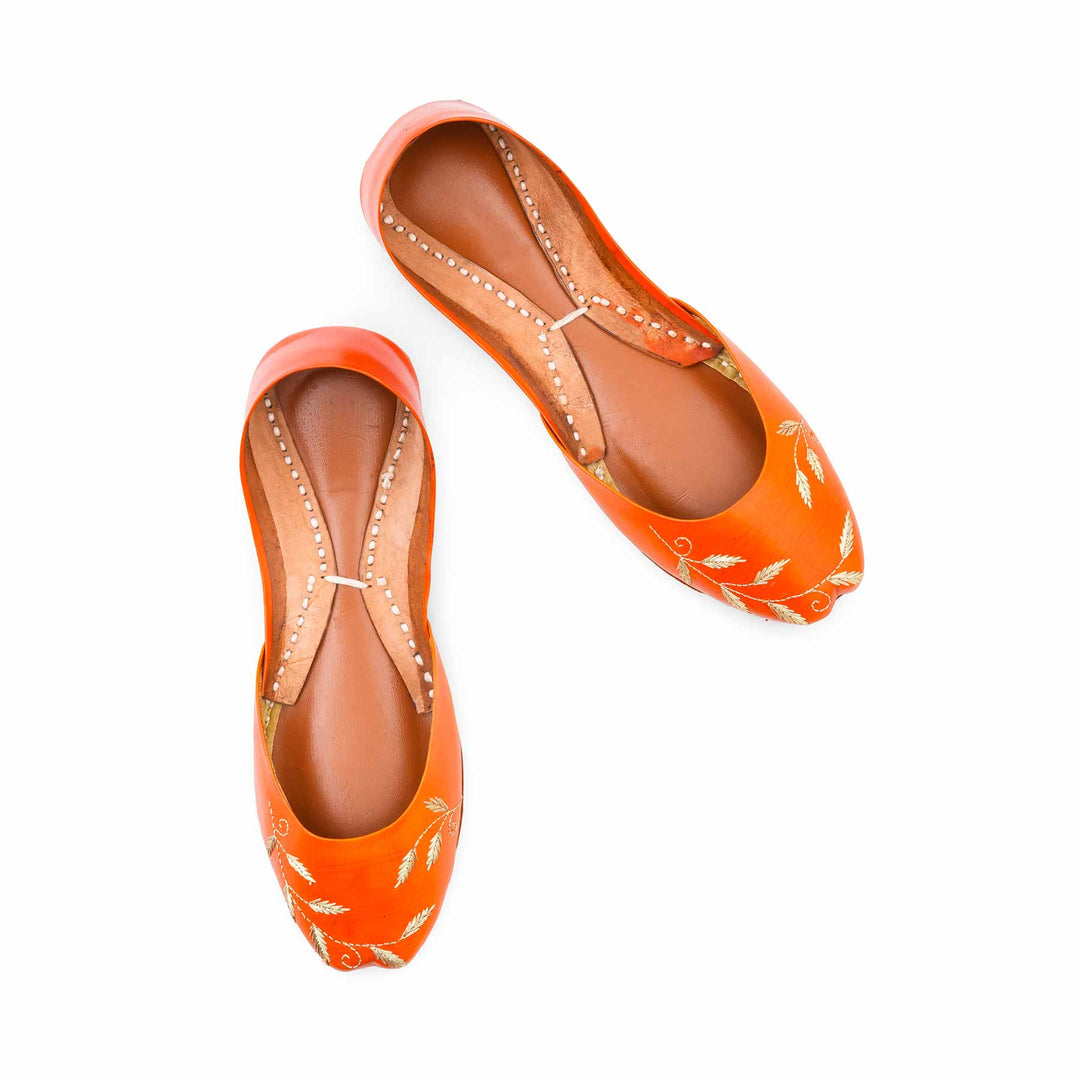 Orange Leather Khussa For Women EC8881