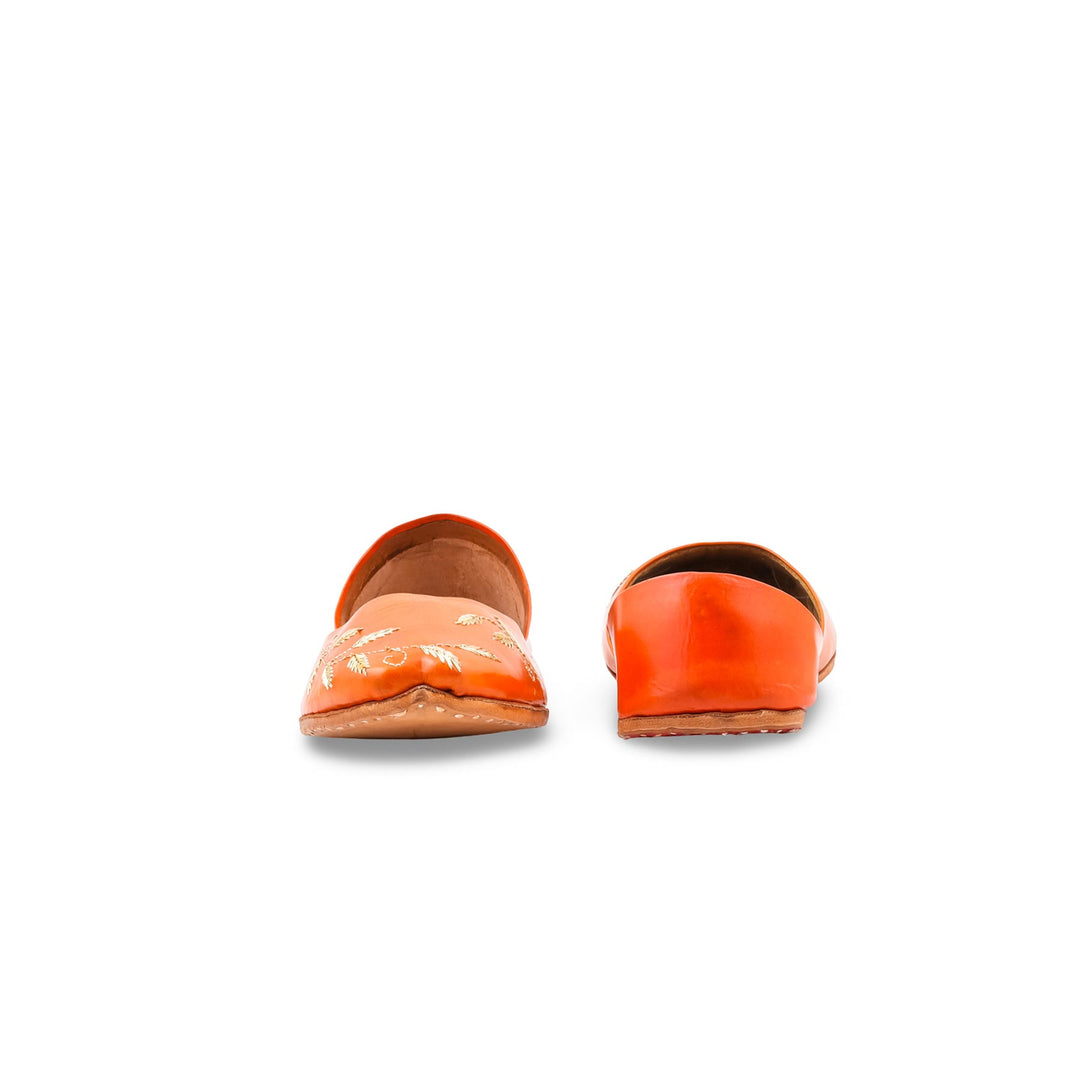 Orange Leather Khussa For Women EC8881