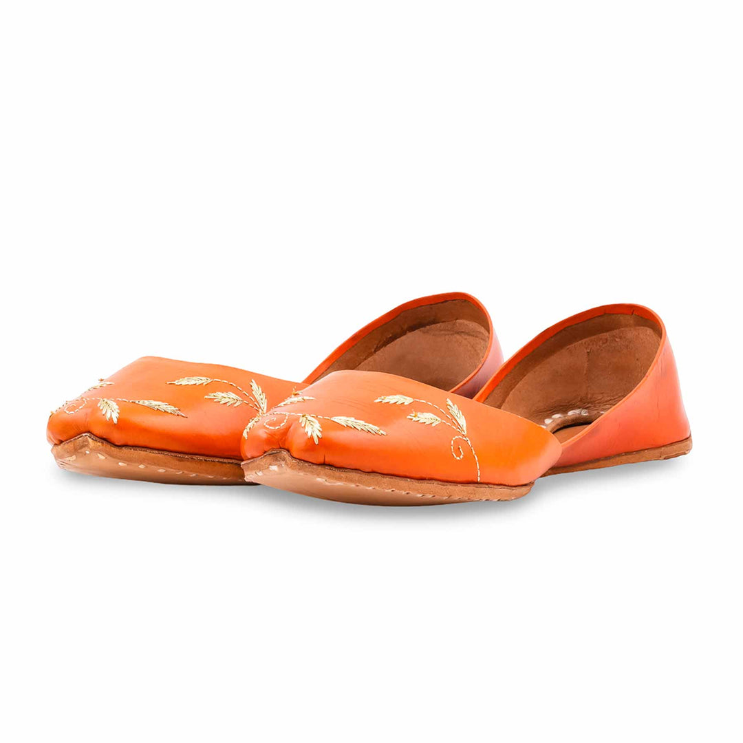 Orange Leather Khussa For Women EC8881