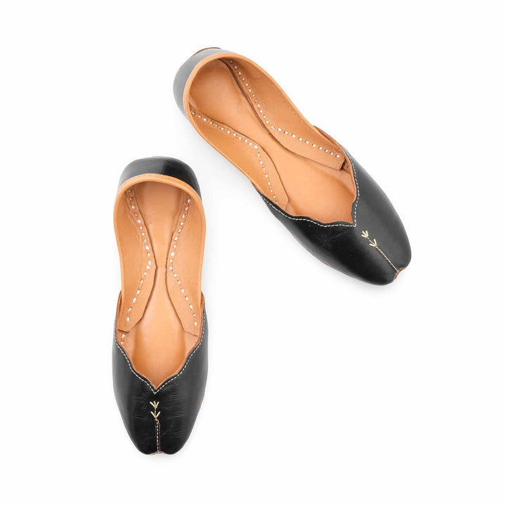 Black Leather Khussa For Women EC8882