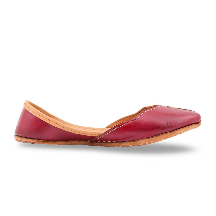 Maroon Leather Khussa For Women EC8882