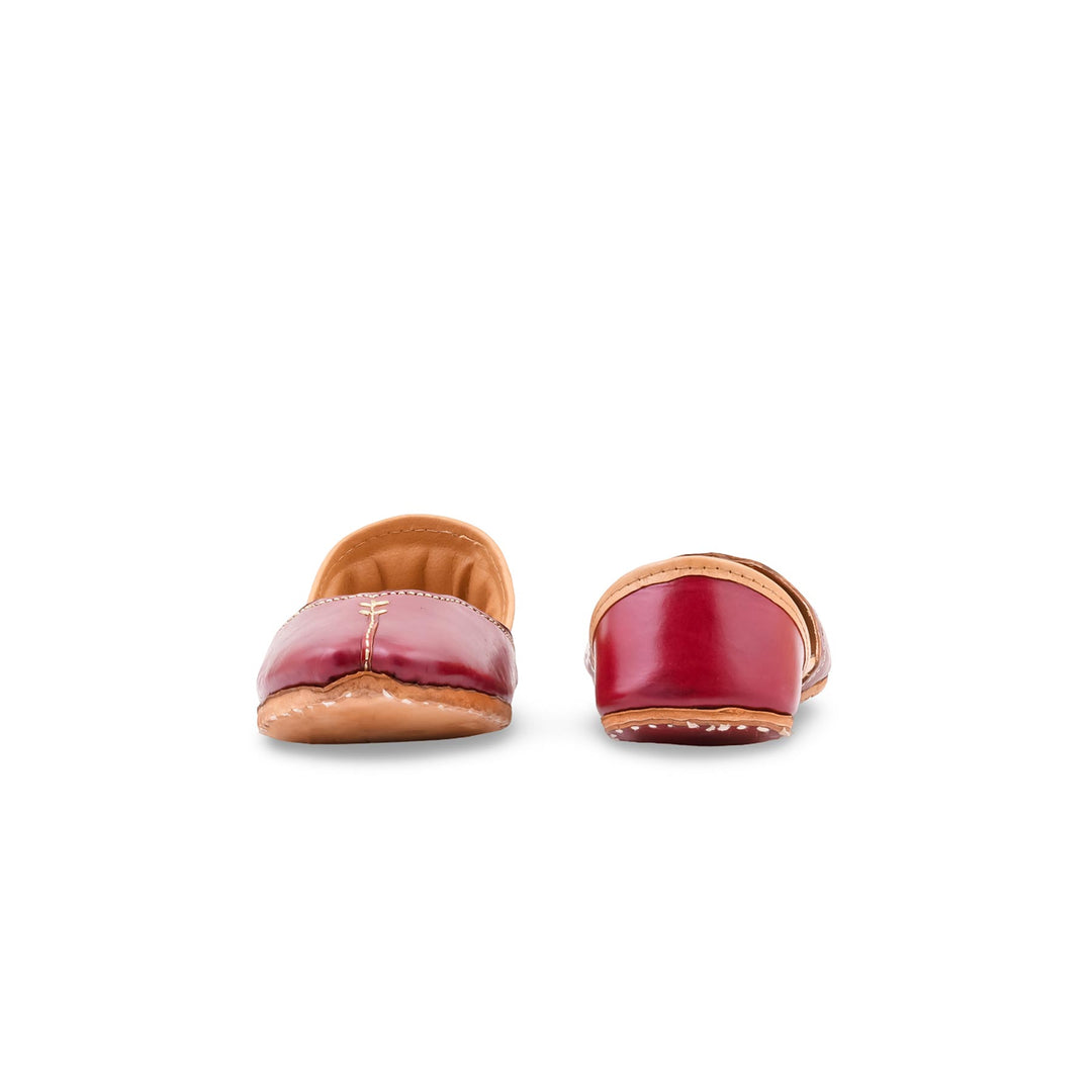 Maroon Leather Khussa For Women EC8882