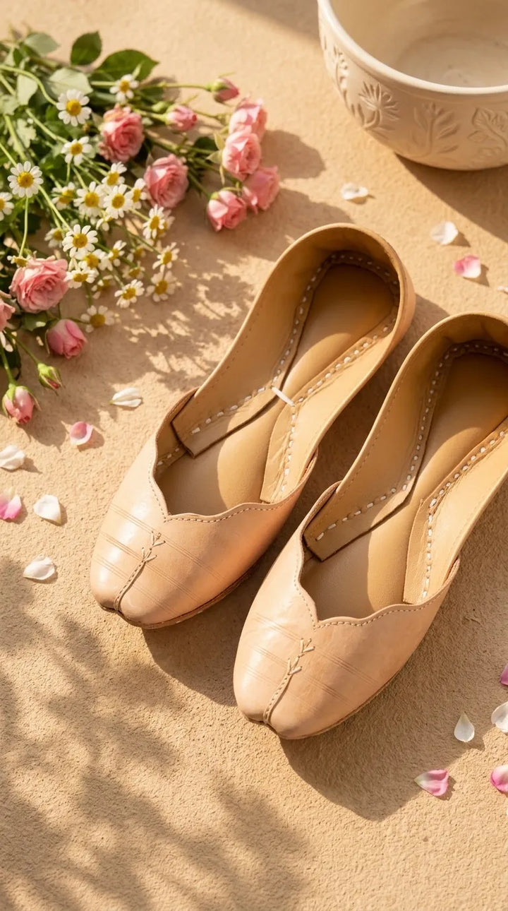 Fawn Leather Khussa For Women EC8882