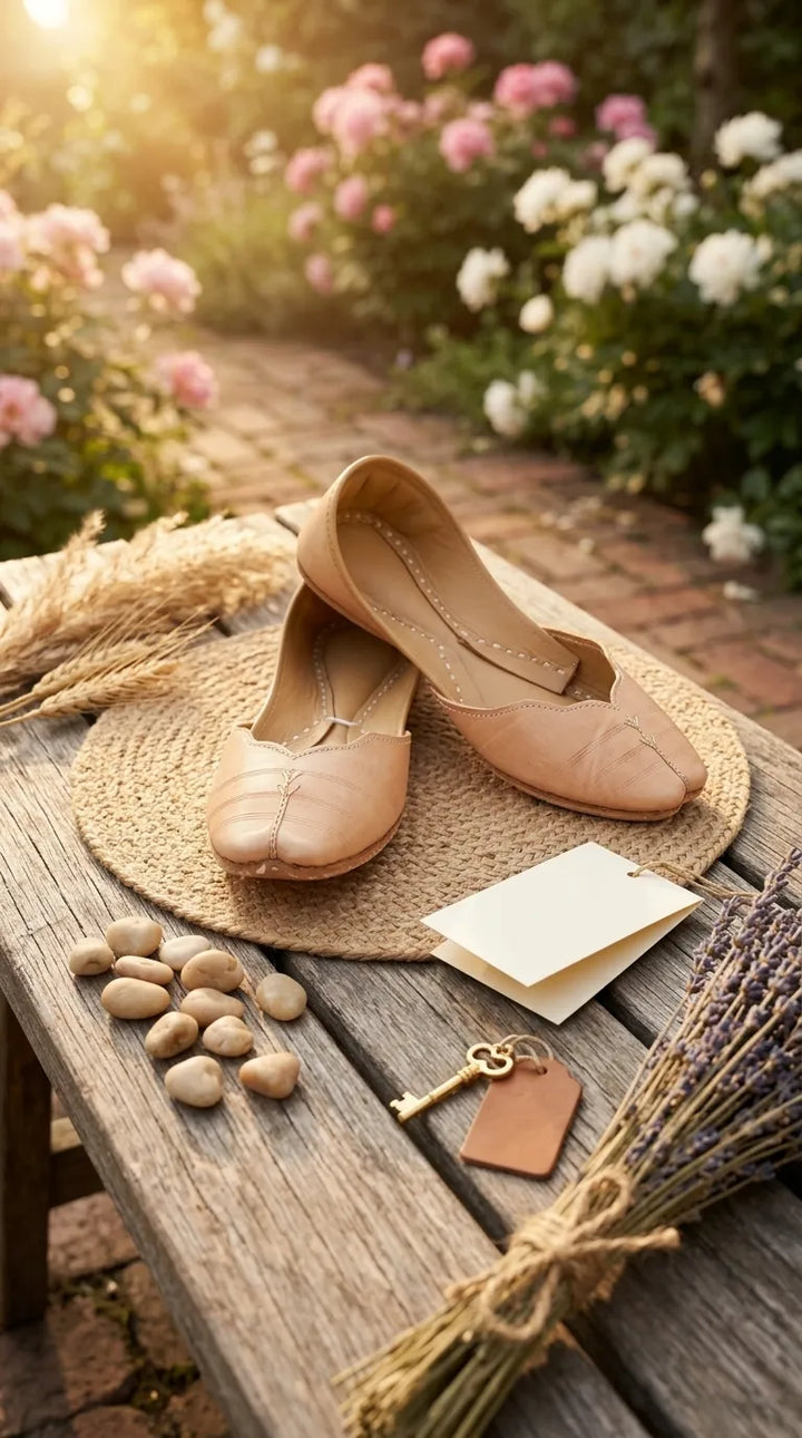 Fawn Leather Khussa For Women EC8882
