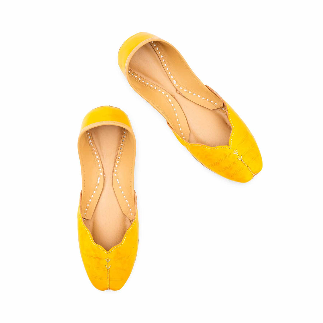 Yellow Leather Khussa For Women EC8882