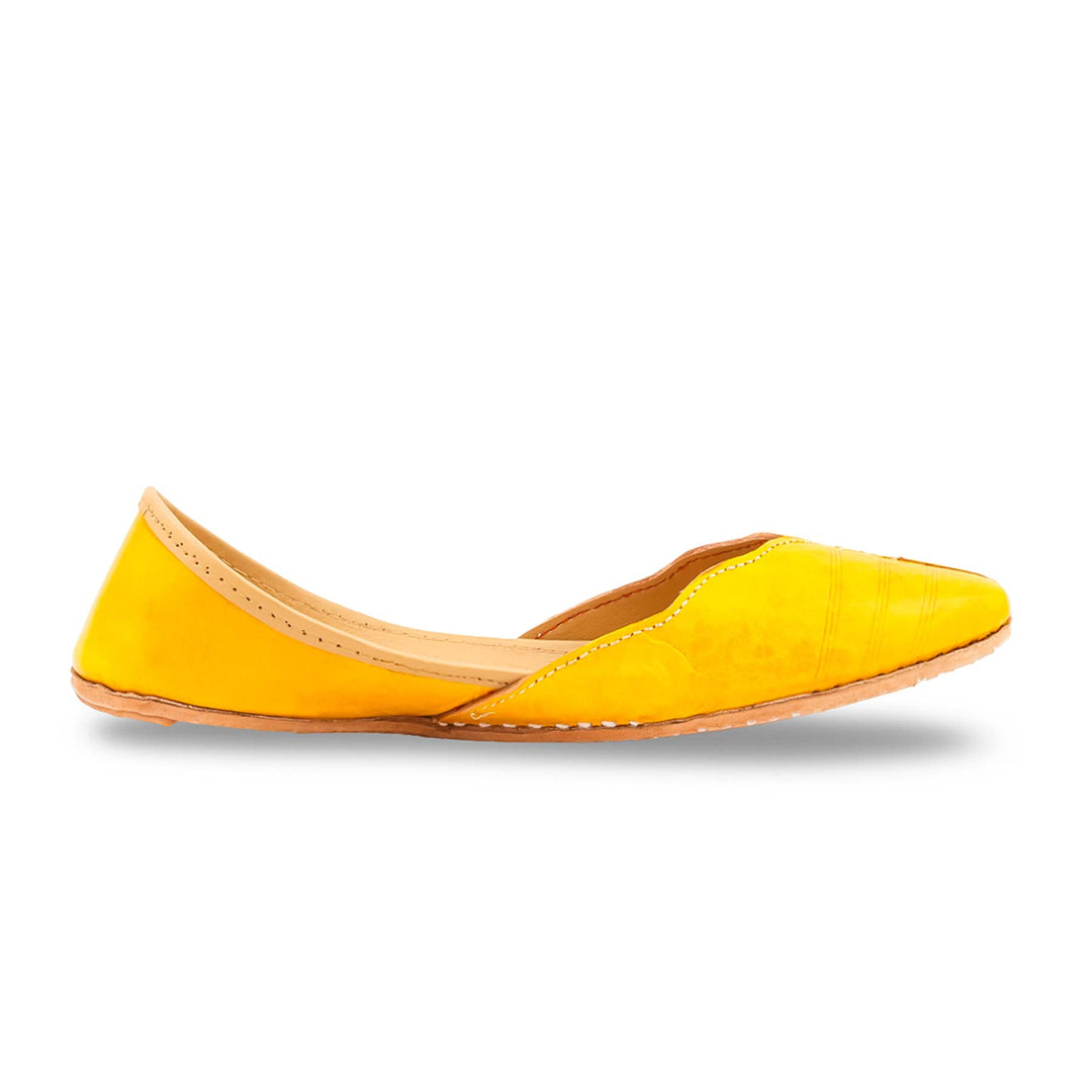 Yellow Leather Khussa For Women EC8882