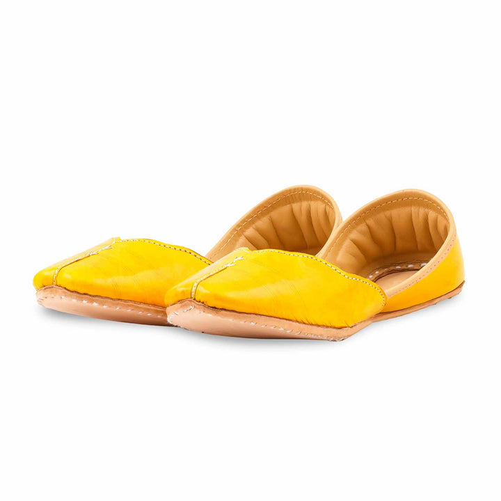 Yellow Leather Khussa For Women EC8882