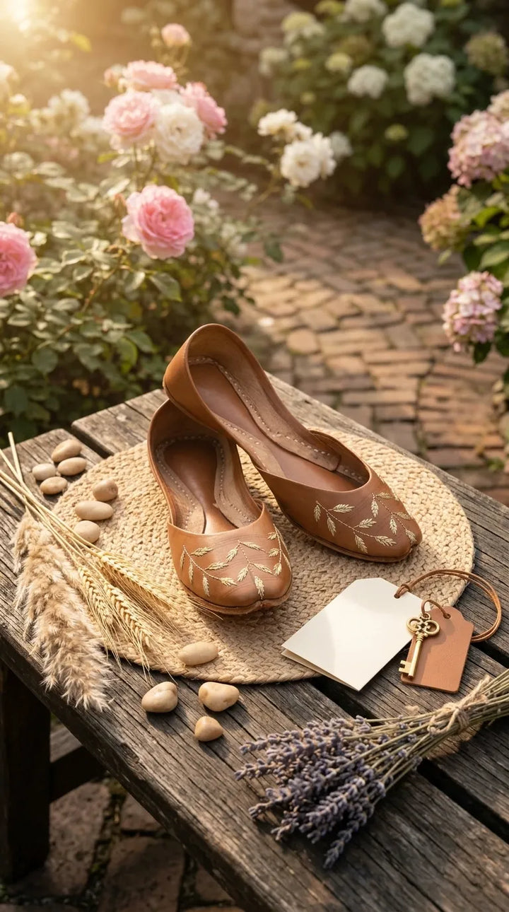 Brown Leather Khussa For Women EC8889